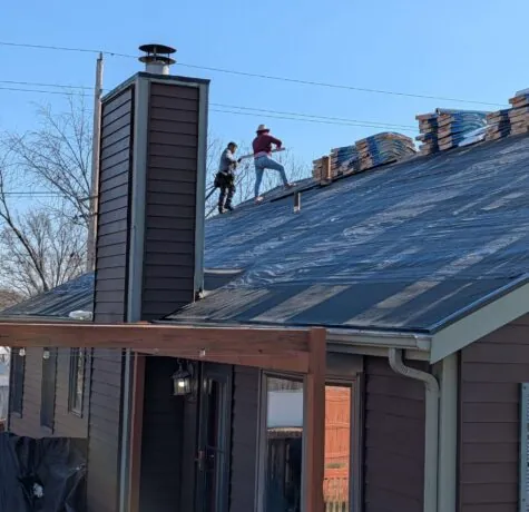 Gallagher Brothers roofing crew working on a Weldon Spring home